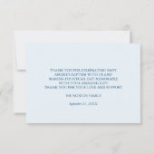 Baptême Croix Crest Verdure Baby Boy Merci (Dos)