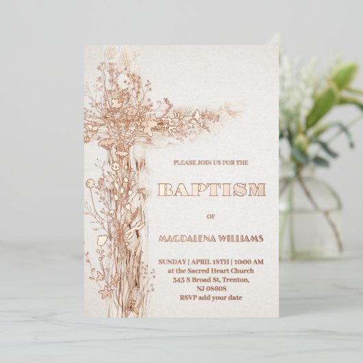 Baptême croix sainte Invitation (Debout devant)