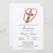 Baptême crucifix en espagnol Invitation (Devant / Derrière)