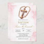 Baptême crucifix Invitation (Devant / Derrière)