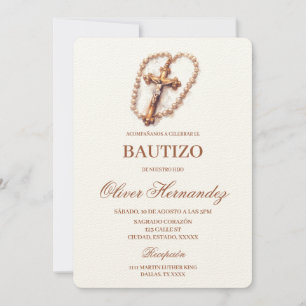 Baptême crucifix Invitation espagnole