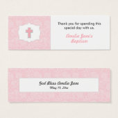 Baptême Damas rose Favoriser Balise avec croix (Devant & derrière)