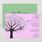 Baptême d'arbre Christening Custom Invitation Pink (Devant / Derrière)