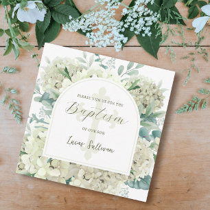 Baptême d'arc blanc Hydrangea Invitation
