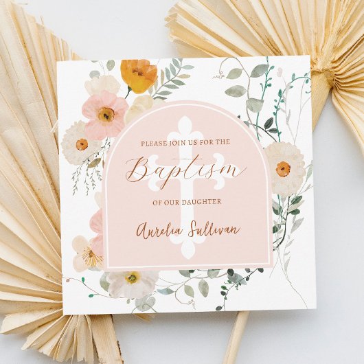 Baptême d'arc fleur sauvage Invitation