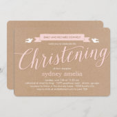 Baptême de baptême de baptême Invitation - rose (Devant / Derrière)