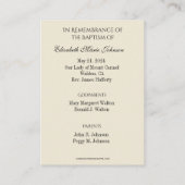 Baptême de bébé catholique Souvenir Carte Sainte (Dos)