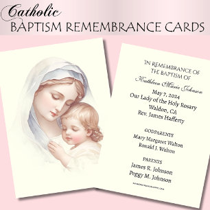 Baptême de bébé catholique Souvenir Carte Sainte