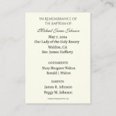 Baptême de bébé catholique Souvenir Carte Sainte (Dos)