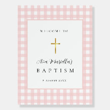 Baptême de Bébé Fille au Gingham Rose
