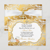 Baptême de bébé garçon Croix d'or Merci (Devant / Derrière)