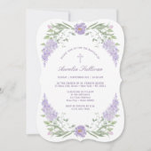 Baptême de cadre Lilac floral Invitation (Devant)