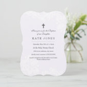 Baptême de dentelle blanche élégante Invitation (Debout devant)