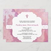 Baptême de fille ou première communion invitation  (Devant / Derrière)