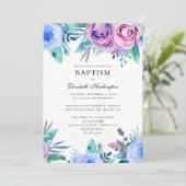 Baptême de fleurs violettes et bleues. Invitation  (Debout devant)