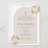 Baptême de garçon beige Invitation (Devant)