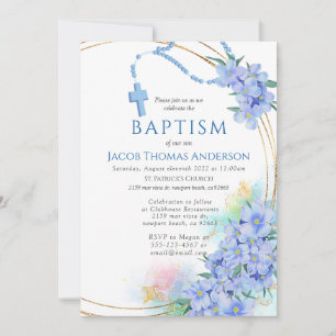 Baptême de garçon bleu Invitation