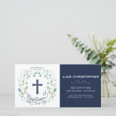 Baptême de garçon - Invitation avec croix (Debout devant)