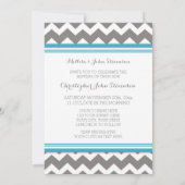 Baptême de gris bleu Chevron Invitation (Dos)