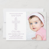 Baptême de la fille, Invitation Christening avec p (Devant)