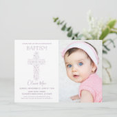 Baptême de la fille, Invitation Christening avec p (Debout devant)