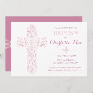 Baptême de la petite fille, carte d'invitation Chr