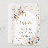 Baptême de Pampas Bleu Boho Grass Invitation (Devant)