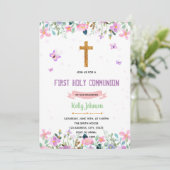 Baptême de papillon à thème violet invitation (Debout devant)