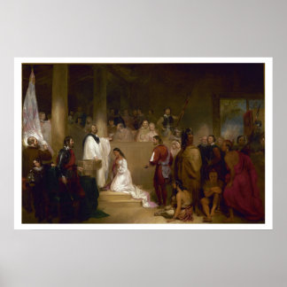 Baptême de Pocahontas Art Vintage Imprimer Poster