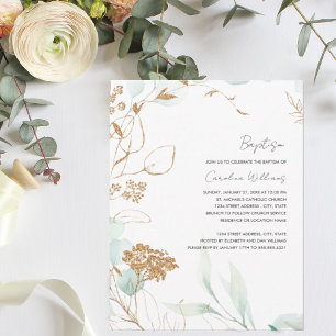 Baptême de verdure et invitation dorée