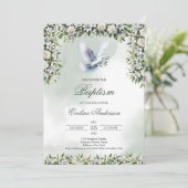 Baptême de verdure invitation avec colombe blanche (Debout devant)