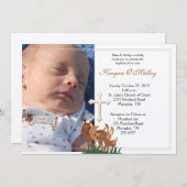 Baptême Dédication 5x7 Photo Deer Invitation de fa (Devant / Derrière)