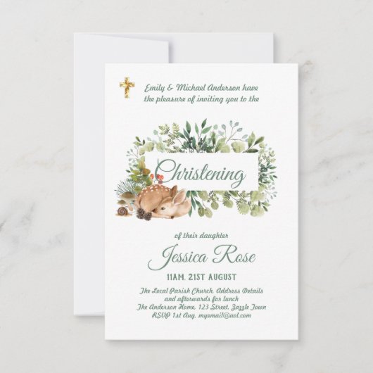 Baptême des cerfs de bois Invitations (Devant)