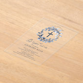 Baptême des garçons de la feuille bleue Invitation (Poser)