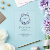Baptême des garçons de la feuille bleue Invitation (Insitu (Mariage))