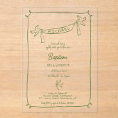 Baptême dessiné à la main invitation acrylique ave (Recto)