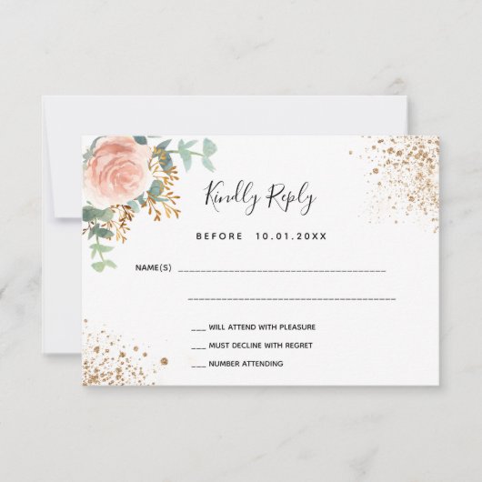 Baptême d'eucalyptus rose pâle RSVP (Devant)