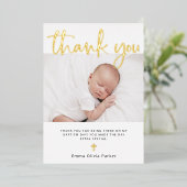 Baptême | Deux Cartes de remerciements photo Gold (Debout devant)