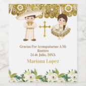 Baptême d'or Fiesta Twin Wine Bottle Étiquette (Étiquettes simples)