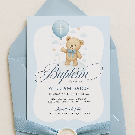 Baptême d'ours en peluche courbé Invitation pour g