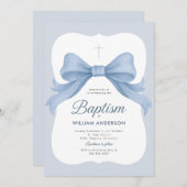 Baptême du garçon de la croupe bleue Invitation av (Devant / Derrière)