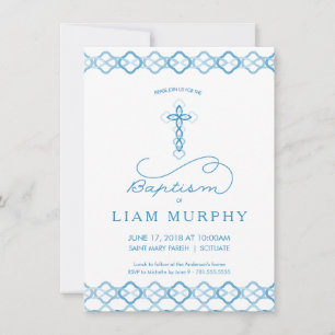 Baptême du garçon, Invitation Christening - Croix