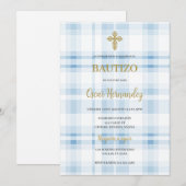Baptême élégant Invitation espagnole (Devant / Derrière)