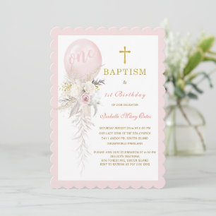 Baptême en ballon et invitation au premier anniver