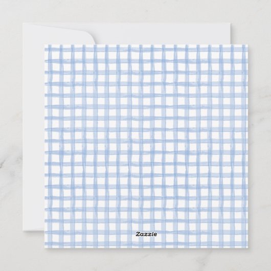 Baptême En vichy Bleu / Invitation Dédication (Dos)