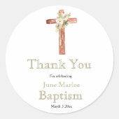 Baptême enveloppe florale croisée autocollant (Devant)