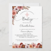 Baptême espagnol Blush rose Floral Invitation (Devant)
