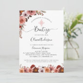 Baptême espagnol Blush rose Floral Invitation (Debout devant)