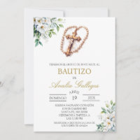 Baptême espagnol Crucifix Invitation