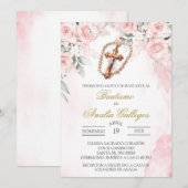 Baptême espagnol Crucifix Invitation (Devant / Derrière)